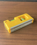 QERDIVO Spirit Levels Mini Horizontal Vertical Pockets Spirit Levels Spirit Bubble Leveler showing yellow pocket-sized design with clear bubble vials.