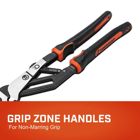 10 Inch Auto Bite Lever Pliers With One Hand Jaw Adjustment Cushioned Grip showcasing grip zone non-marring handles