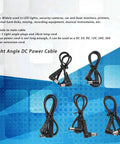 90 Degree Angled Dc Power Extension Cable Five Piece Set Male To Male 5.5Mm By 2.1Mm Connector, 28cm long, right angle design.