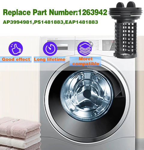Washer Drain Pump Filter Assembly For LG Kenmore Washers Replacement AP4440367 383EER2001A black plastic filter