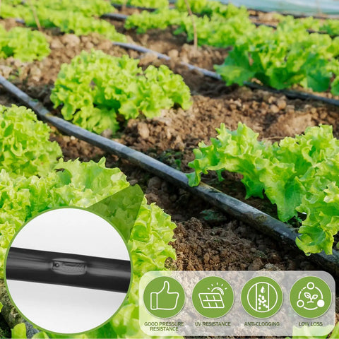 Drip Irrigation Tubing Kit With 1000 Ft Drip Tape Five Eighth Inch Outer Diameter 8 Mil Thick Six Inch Spacing in garden setup