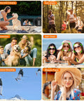 Features of 5K UHD Video Camcorder with 48MP photos, showing recording while charging, anti-shake, face detection, self-timer, continuous shooting, beauty face.