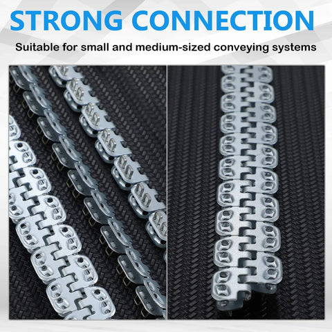Heavy Duty Conveyor Belt Clipper Lacing Kit, 12 Inch Length, includes zinc plated carbon steel fasteners on dark belt