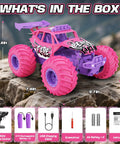 All Terrain Remote Control Monster Truck For Kids With Speed Switch And LED Headlights, 20 KMH Top Speed, Rechargeable Battery shown with accessories