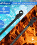 Heavy Duty Zip Ties With Screw Holes Mounting Tabs 12 Inch And 10 Inch 90 Pound Capacity All Weather Indoor Outdoor Cable Management Ties Black And White Wire Ties With Screw Holes For Garage Garden, showing cold and heat resistance features.