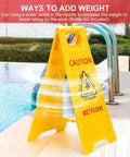 Three Pack 25 Inch Two Sided Wet Floor Caution Signs A Frame Fold Out Bright Yellow Multilingual Safety Warnings by pool