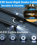 HD 1920P Endoscope Camera With Light And 9 Adjustable LEDs 33ft SemiRigid Dual Lens Borescope with flexible cable