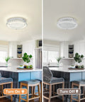 Crystal Ceiling Light With Memory Function Dimmable LED Chandelier in kitchen, turned on and off, 14 inch modern flush mount.