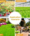 Application scenarios of 90 Pieces One Quarter Inch Barbed Drip Irrigation End Plugs in greenhouse, vegetable garden, lawn, and courtyard.