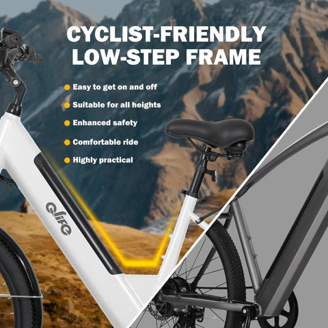 Cityone 2.0 Electric Bike For Adults Who Wanna Cruise 65 Mile Range, 28 MPH Top Speed, 1200W Peak Motor, low-step frame design