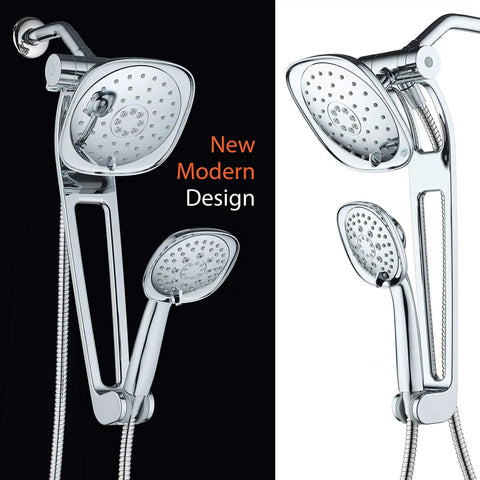 Next Level High Pressure Square 3 Way Luxury Spa Shower System with 7.5 Inch Rain Head and Handheld Shower in Chrome Finish