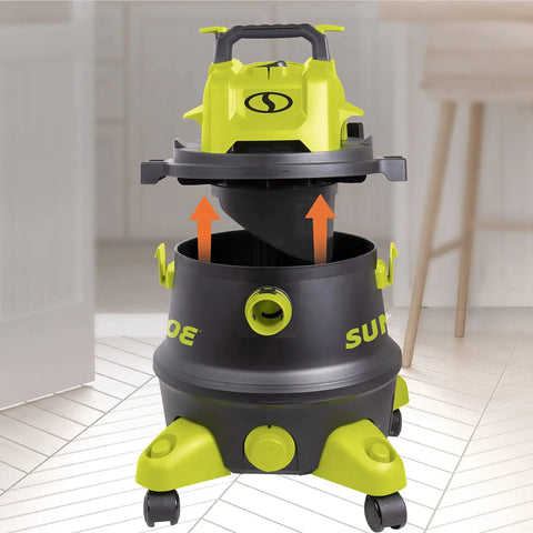 8 Gallon Wet Dry Shop Vacuum With 1200 Watt Power, 6.5 Peak HP, HEPA Filtration, Wheeled Design, Includes Carpet Floor Brush, Dust Brush, Crevice Tool, Wet Floor Brush, And 2 Extension Tubes For Home, Workshop, Pet Hair, And Auto Cleanup