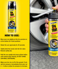 Emergency Tire Repair And Inflator Aerosol 16 Oz For Standard Tires Eco Friendly Formula next to car tire ready for use