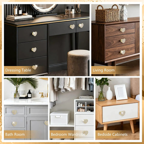 Next Level Gold Heart Drawer Knobs With Matching Screws Premium Zinc Alloy Cabinet And Dresser Handles For Bedroom Decor Easy Diy Swap on various furniture.