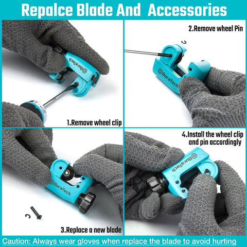 Instructions for replacing blade on Mini Tubing Cutter For 1/8 To 3/4 Inch Tubing, Cuts Copper Aluminum Brass And Plastic With Replacement Wheel