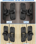 90/180 Degree Flip Barn Door Lock Set For Privacy - 2 Pack Sliding Door Latch Hardware in Black, wall mounted view.