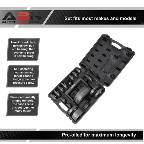 Universal Wheel Bearing Puller Kit And Hub Removal Tool in open case showing 21-piece set with instructions