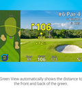 Golf GPS Range Finder With Pin Lock, Pin To Flag Accuracy Within 10 Inches, displaying course view with distance details