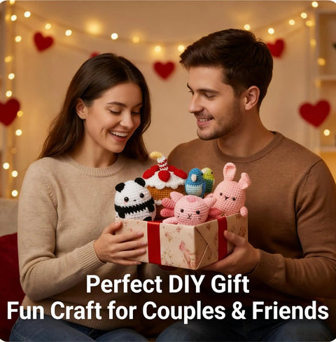 Couple enjoying Beginner Crochet Kit For Amigurumi Birds Make 3 Mini Budgie Buds With Easy Peasy Step-By-Step Video Tutorial.