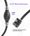 Beefed Up Boat Fuel Line Hose 6 Ft Five Sixteenth Inch With Primer Bulb And Steel Clamps Marine Outboard Fuel Line, side view.