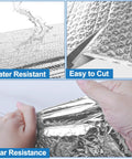Top Shelf Garage Door Insulation Kit Hella Thick Double Bubble Reflective Heat Barrier demonstrating water resistance and tear resistance with easy cutting.