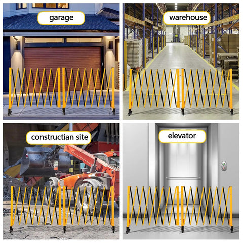 16Ft Industrial Expandable Barricade Gate With Wheels Heavy Duty Folding Security Gate in various locations