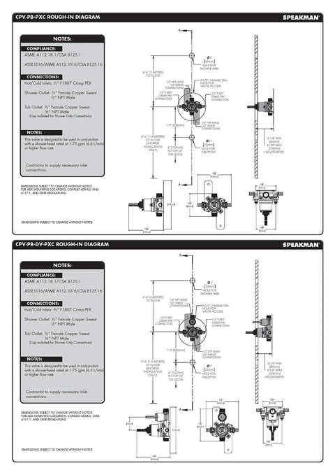 Diagram of Sentinel Mark II Pressure Balancing Diverter Shower Valve With Crimp Inlet Connections showing technical details.