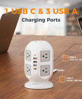 Ultra Slim 10 Foot Power Strip Tower With Eight Widely Spaced Outlets And Four Usb Ports To Juice Up Every Device Without Any Adapter Blocker Smooth Operator Setup For Home Office Or Dorm Room