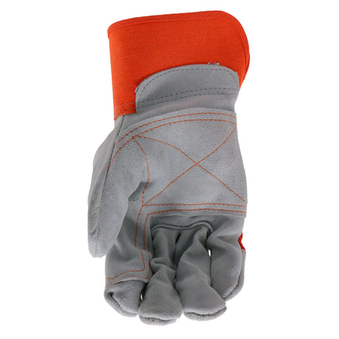 Heavy Duty Work Gloves With Double Leather Cowhide Palm For Superior Abrasion Resistance And Durability, Canvas Backing