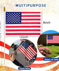 Pack Of 12 Small 8x12 Inch American Flags On Sticks With Kid Safe Spear Tops For Memorial Day Fourth Of July And 250th Anniversary