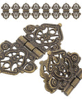 Retro Bronze Style Zinc Alloy Hinges 10 Pack for Jewelry Boxes and Cabinets detailed view with ornate design