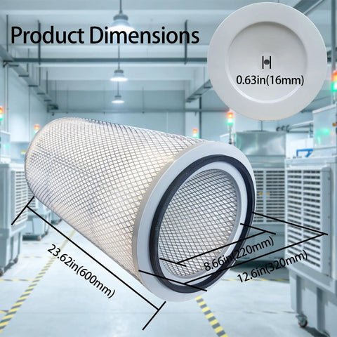 Heavy Duty Dust Collector Filter Cartridge With Outer Mesh 12.6 Inch Opening And 23.62 Inch Height in industrial setting