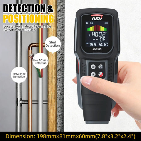 Solid Five In One Stud Finder Wall Scanner With Bright Laser Line For Dead On Wood Stud And Live Wire Detection Slick Pipe Scan Moisture Check Essential Handyman Tool For Homeowners
