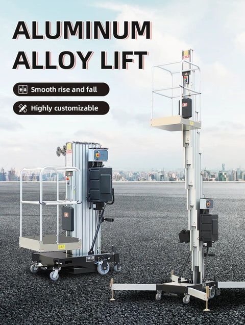 Badass Lightweight Single Mast Vertical Aluminum Lift Portable Electric Aerial Platform Crawl Through Narrow Warehouse Aisles Straight Up Ceiling Repair Cheat Code Tool
