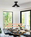 Dining room with Two Pack Industrial Semi Flush Mount Ceiling Lights Matte Black Farmhouse Style Easy Install Close To Ceiling Fixtures.