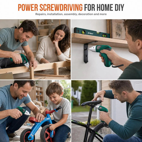 4V Cordless Electric Screwdriver Kit With USB Rechargeable Battery used for furniture, shelf, bike, toy assembly, in home DIY setting