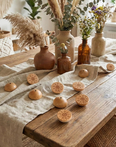 bohemian dresser knobs 20 Pack Wooden Dresser Knobs Boho Cabinet Knobs Rustic Farmhouse Dope Round  Handmade Floral Wood Drawer Pulls For Nursery Dressers Cabinets Easy