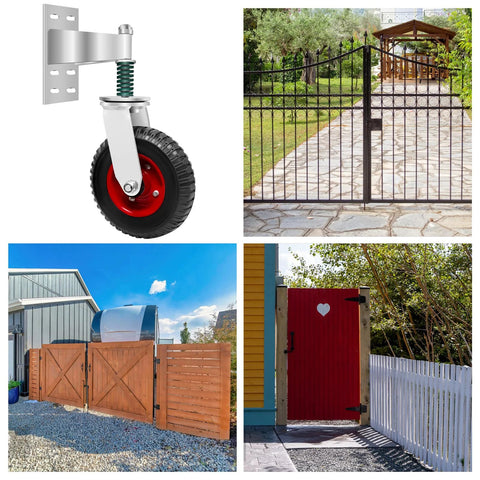 Spring Loaded 8 Inch Gate Wheel For Fence And Gate With 360 Degree Rotation Heavy Duty Steel Gate Caster Wheels For Metal Tube Gates