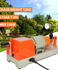 Beast 110V Metal Cutting Machine With Brass Motor, Red Finish, and Adjustable Handle, shown in garden setup
