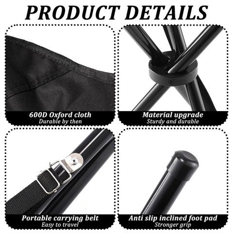 2 Pack Portable Folding Camping Stool With Built In Shoulder Straps For Easy Carry Lightweight Tripod Chair product details