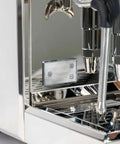 Close-up of controls on the Pro Grade Dual Boiler Espresso Maker With PID Precision Tuning Hardened Stainless Frame.