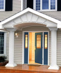 Blue painted front door on a house with pillars, using Serene Front Door Paint Water Based Exterior Enamel For Metal And Wood Surfaces Quick Dry In One Hour Keeps Color Fresh For Up To 100 Sq Ft Coverage No Fade Durable Finish For Exterior Doors And Shutters.