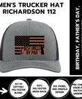 Best Uncle By Par Trucker Hat For Golf Lovers Funny Gift For Uncle Or Brother Who Love Tee Time Bogeys And Birdies 2025 Golf Accessories Mens Golf Cap featuring an American flag and golf club graphic on a gray hat.