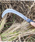 High Carbon Manganese Steel Scythe Mowing Knife With Long Handle Garden Tool Rustproof Harvesting Knife Reaping Hook in use
