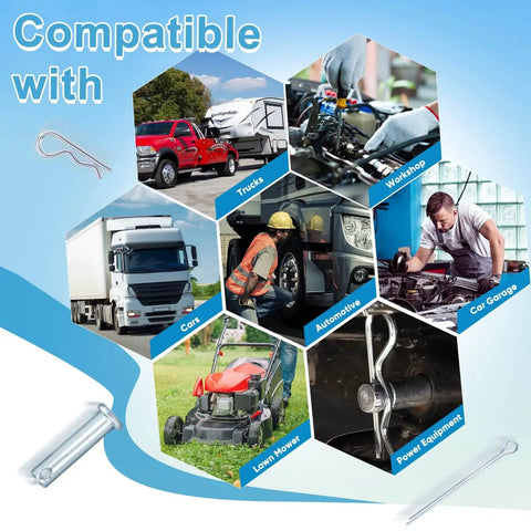 132 Piece Galvanized Steel Clevis Pins Set With 15 Sizes Heavy Duty Assortment Kit compatibility with vehicles and equipment