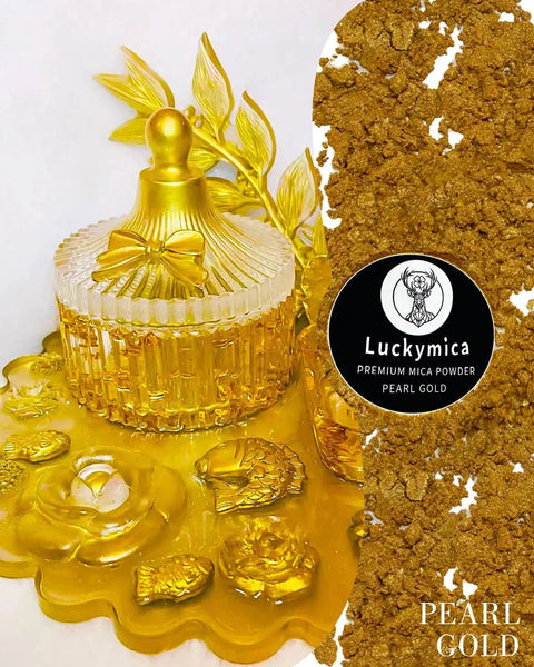 Slick Craft Staple: Premium Pearlescent Mica Powder For Epoxy Resin Art And Casting, Nail Polish Swirl, Candle Pouring, Soap Crafting, Bath Bombs, And DIY Makeup In Knockout Pearl Gold Shimmer