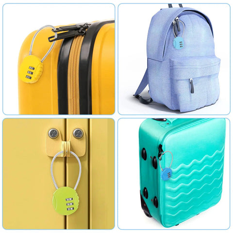 Eight Pack 3 Digit Combination Wire Locks For Luggage, Gym Lockers, Backpacks And Suitcases Waterproof Resettable Padlocks