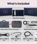 Image showing 15.6 Inch Laptop Screen Extender with Carry Bag, Cleaning Kit, cables, and manual, a real game changer for Mac Android Windows