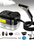 Primiorix 2500W Steam Cleaner Handheld High Temp Steamer With 15S Fast Heat Up For Grease Grime And Residue Removal Multipurpose Pressure Washing Tool Perfect Cleaning Solution, featuring nozzle and accessories.