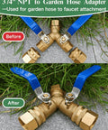 3/4 NPT To Garden Hose Adapter Swivel Connector Brass 3/4 GHT Female To 3/4 NPT Female With Washer No-Fuss Leak-Free Water Hose Fittings For Irrigation And Outdoor Faucets 2 Pack, brass adapter on outdoor valve